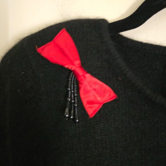 Stunning Lambswool Silk Bow Beaded Detail 1980s Sweater Size XS - Picture 6 of 7